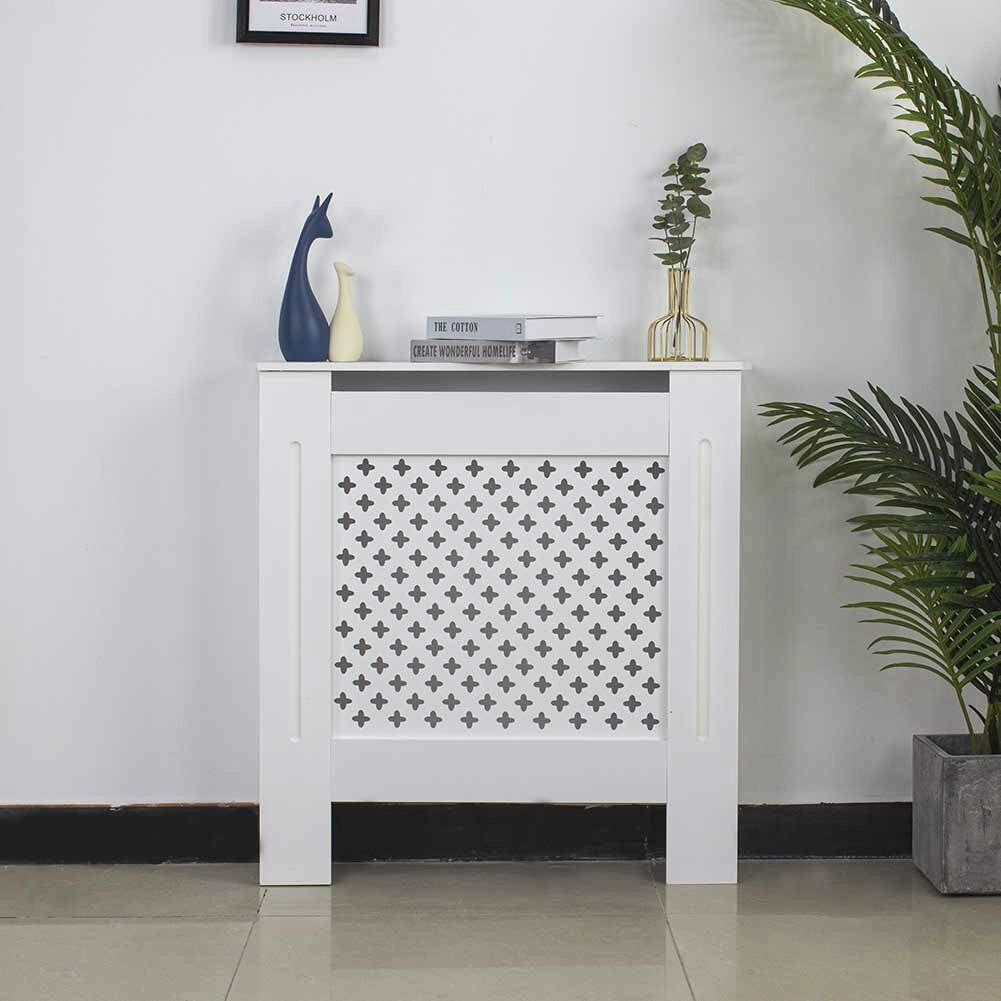 Copritermosifone in Legno MDF 78x19x82cm Copertura Radiatore Calorifero Bianco