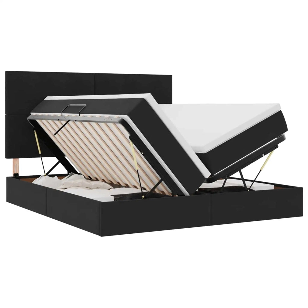 Letto con luci a strisce a LED Nero 200 x 200 cm Velluto