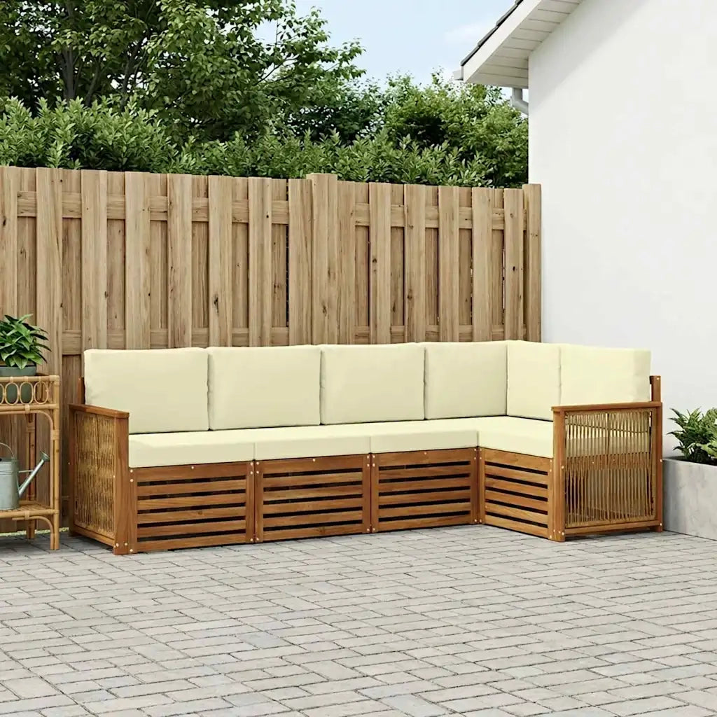 Set divano sezionale con cuscino 4 pcs Naturale e Crema 3384356