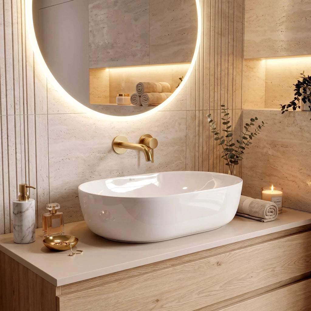 Lavabo Da Appoggio In Ceramica Cleo 50 White-rea