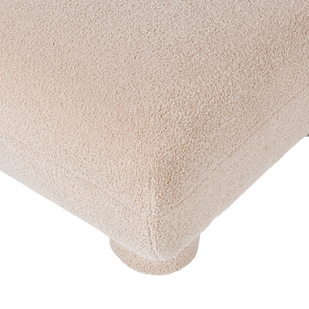 Pouf modulare singolo a profilo ribassato in tessuto bouclé beige
