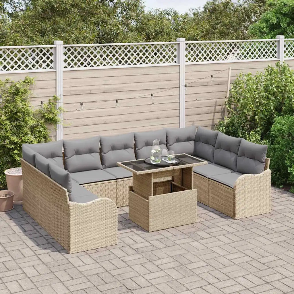 Set Divano da Giardino 10 pcs Beige Rattan in Polipropilene 3357263