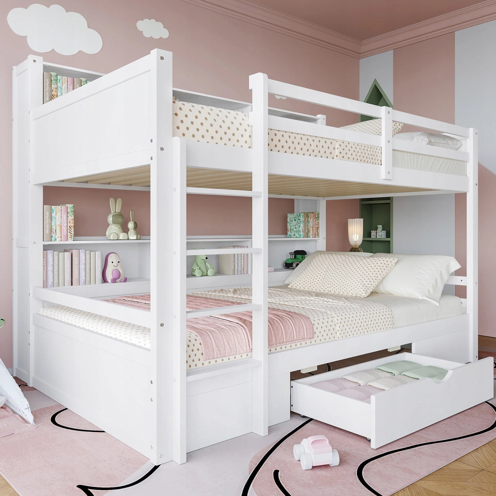 Letto a castello con cassetti - Xylo - 90x200 cm - Bianco