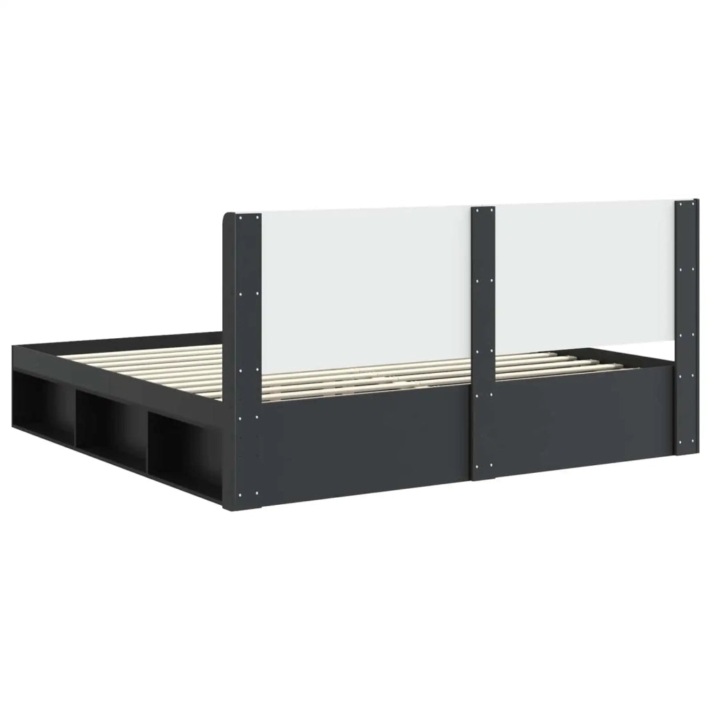 Struttura del letto con stoccaggio e testata-Giroletto con contenitore Nero 180 x 200 cm 271793