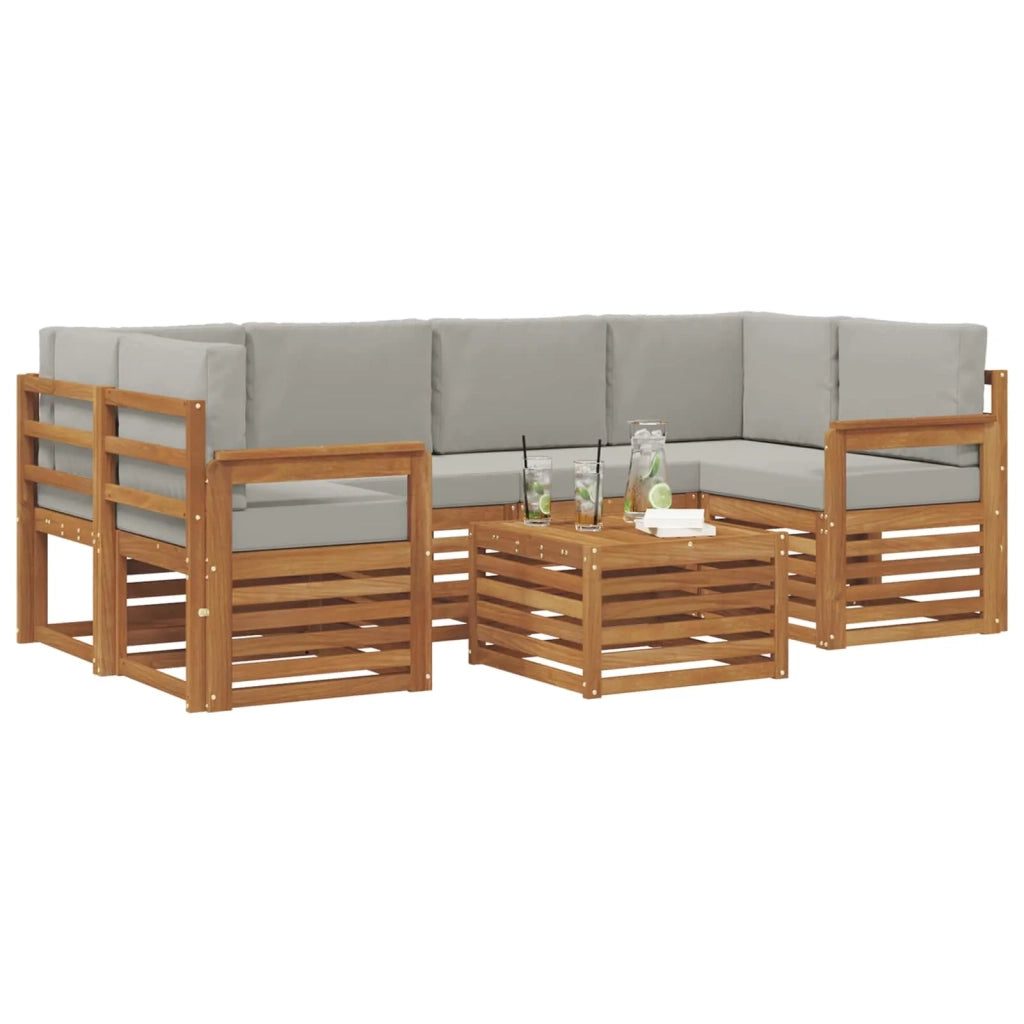 Set di divani da esterno 7 pcs Grigio Naturale e Chiaro 3374436