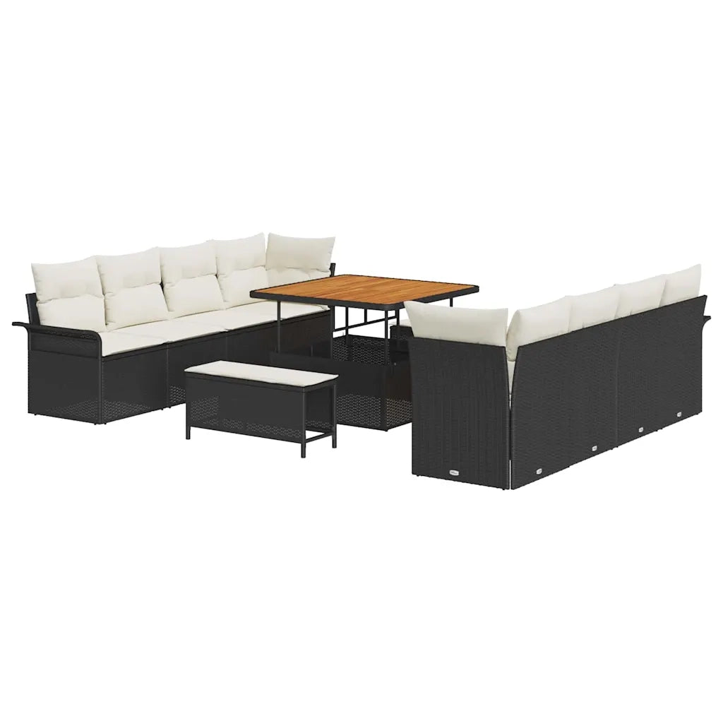 Set Divano da Giardino Nero e Crema 100 x 100 x 71 cm 3364065