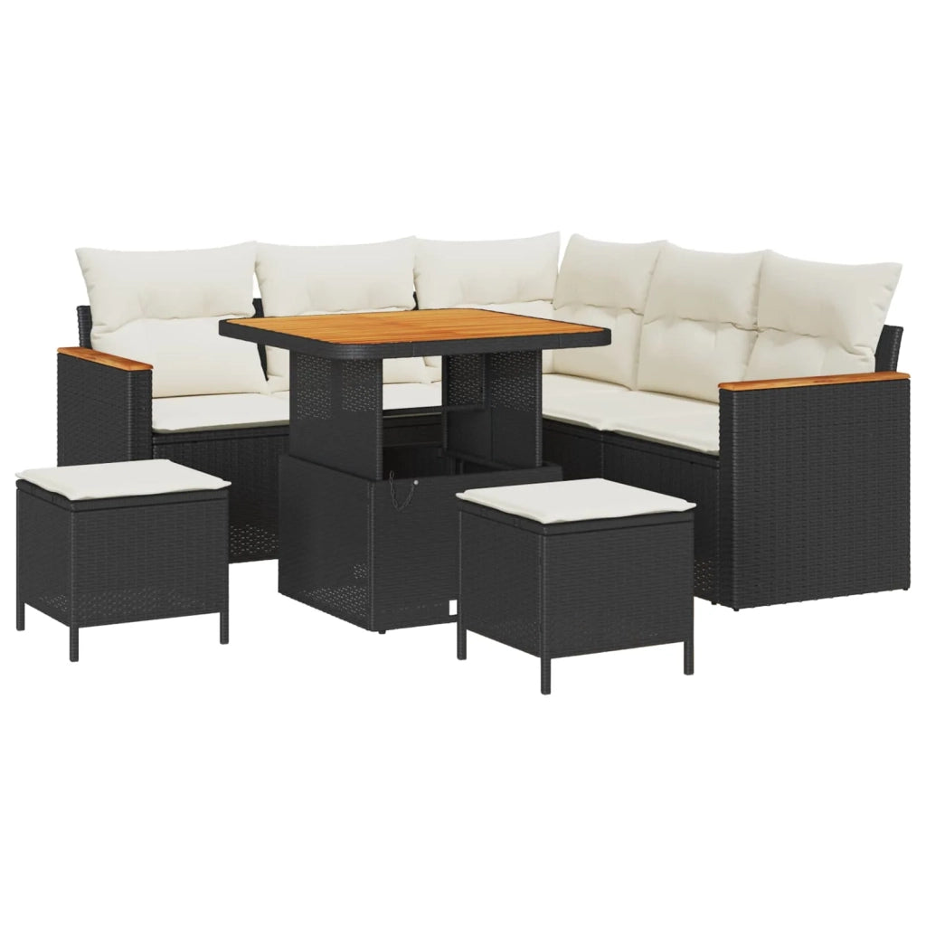 Set Divano da Giardino 8 pcs Nero polyrattan 3362910