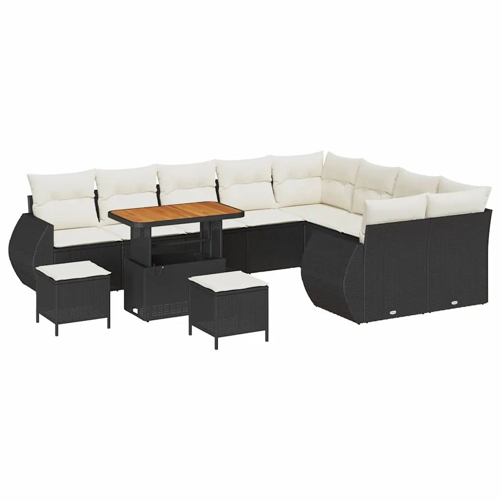 Set Divano da Giardino 12 pcs Nero polyrattan