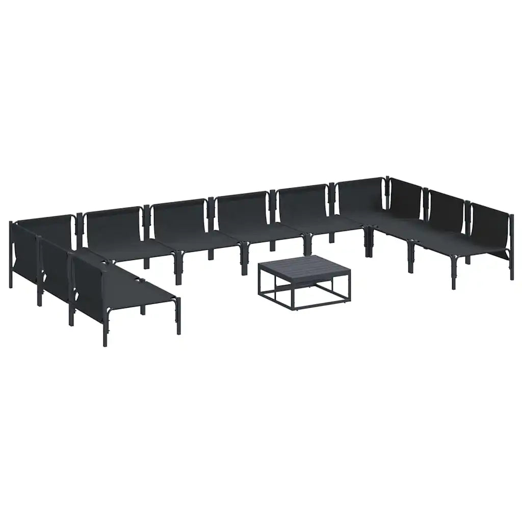 Set Divano da Giardino con cuscino 11 pcs Nero Acciaio