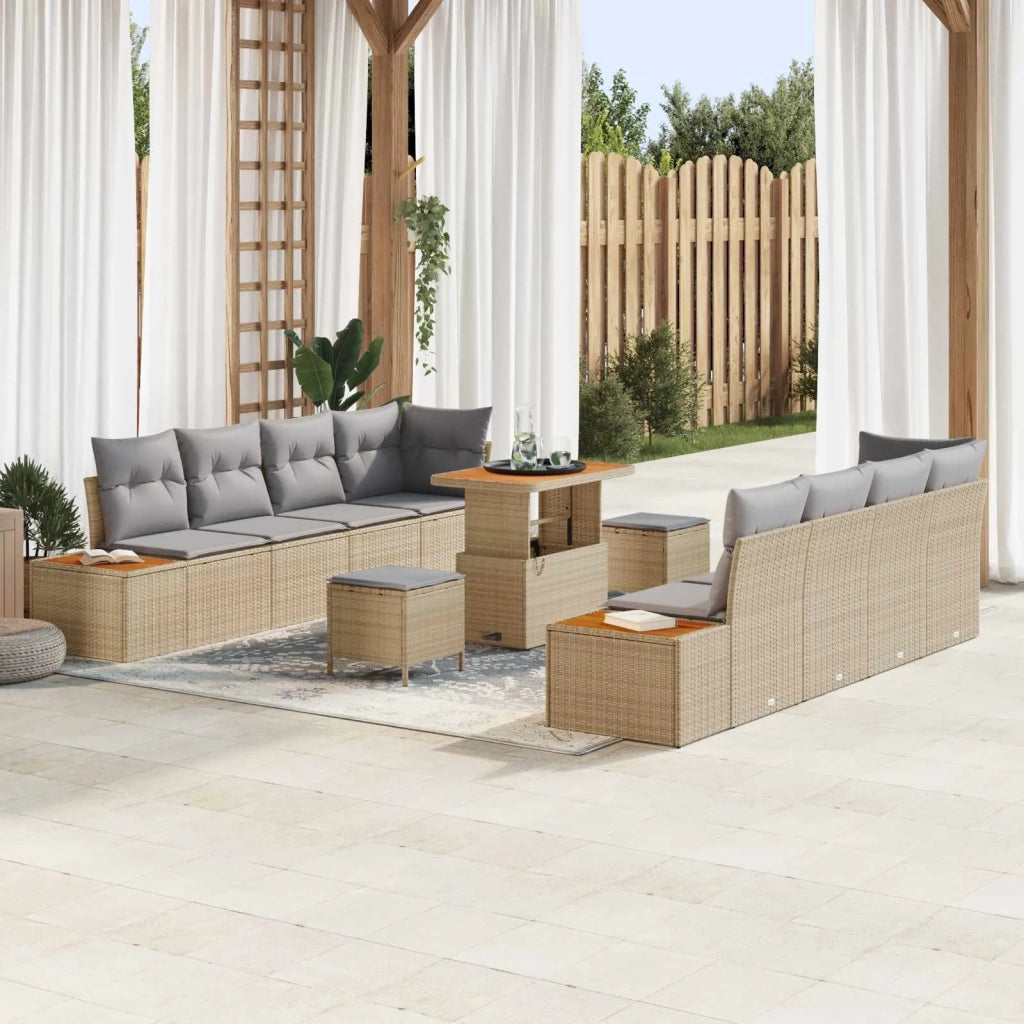 Set Divano da Giardino con cuscino 11 pcs Beige e Grigio Chiaro 3363282