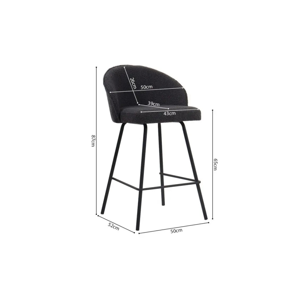 Sedia da banco JUNI – Bouclé grigio – H87 cm design contemporaneo