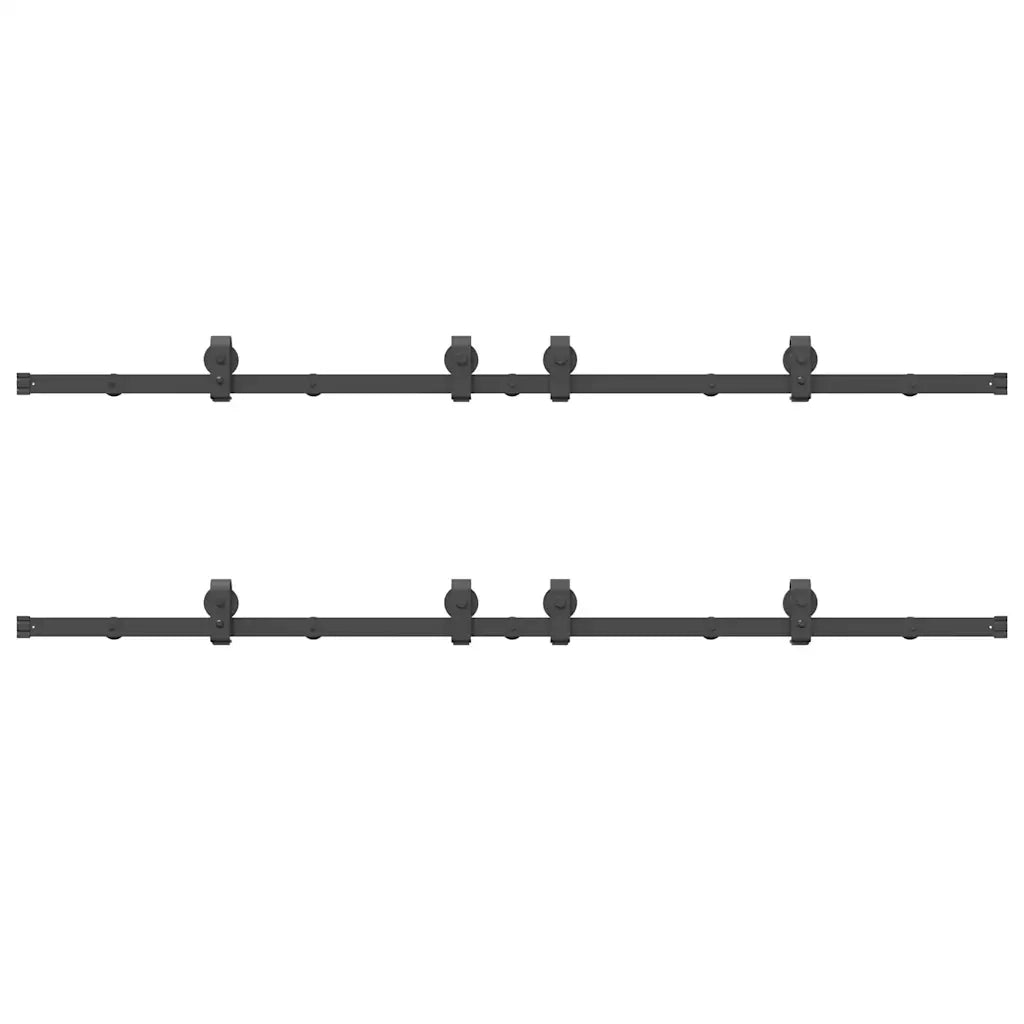 Kit di Binari per Porte Scorrevoli 366 cm Acciaio Nero 3295801