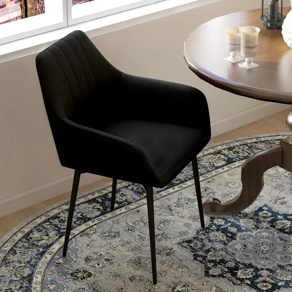 Sedia da Pranzo Design Scandinavo ¨C Minimal ¨C Nero, Metallico, Set 2 Pezzi