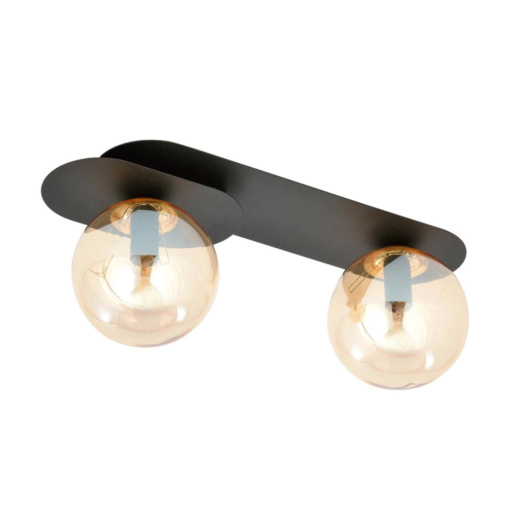 Plafoniera Emibig PLAZA 2 luci E14 nero/miele metallo