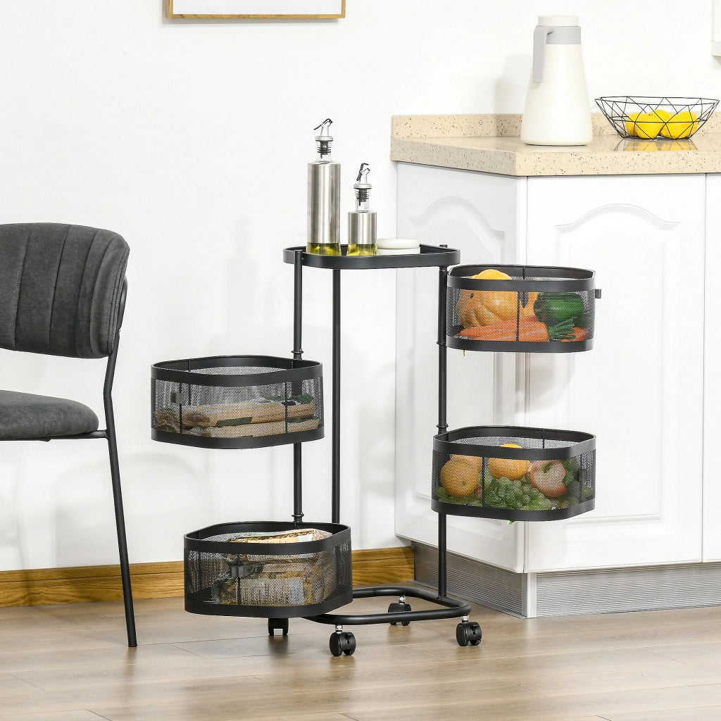Carrello Multilivello con Cestelli ¨C Minimal ¨C 33x33x77 cm Nero