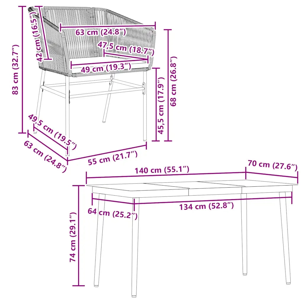 Set da Pranzo da Giardino con Cuscini 5 pz Polyrattan Vetro 3334515