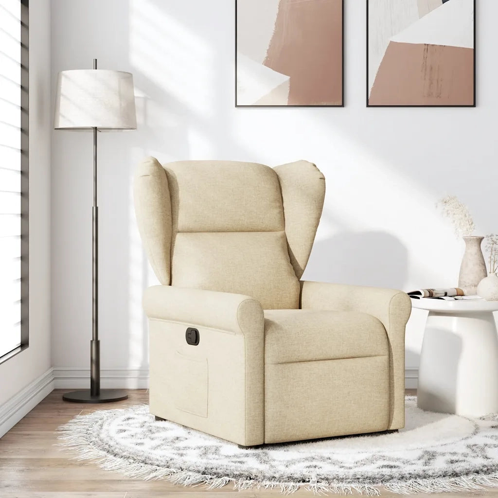 Poltrona | Sedia Relax Reclinabile in Tessuto Crema