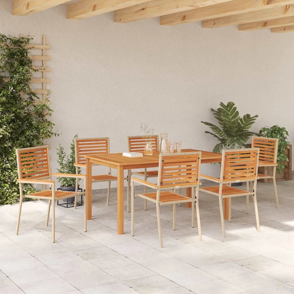 Set da Pranzo per Giardino 7 pcs Beige Legno di Acacia Massello