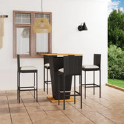 Set da Bar da Giardino 5 pz con Cuscini in Polyrattan Nero 3064860