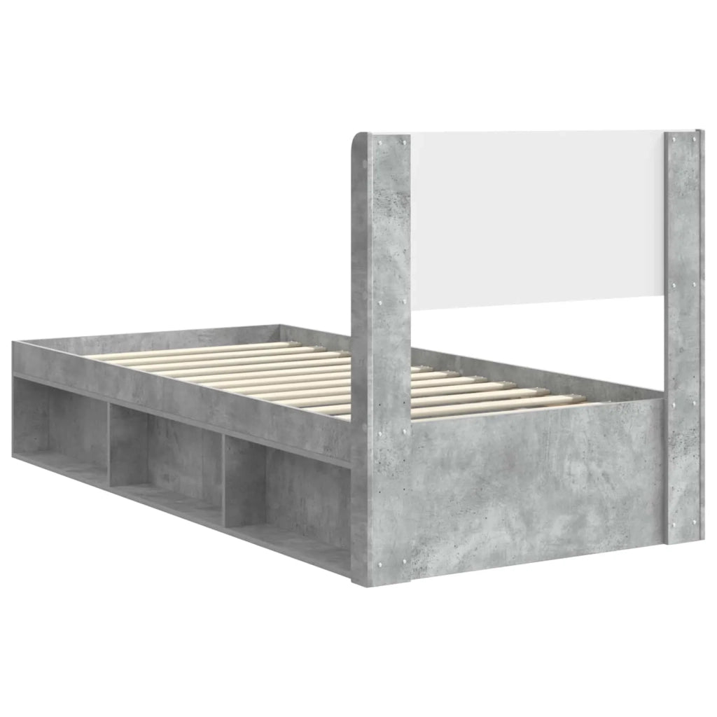 Struttura del letto con stoccaggio e testata Grigio Cemento 3414254