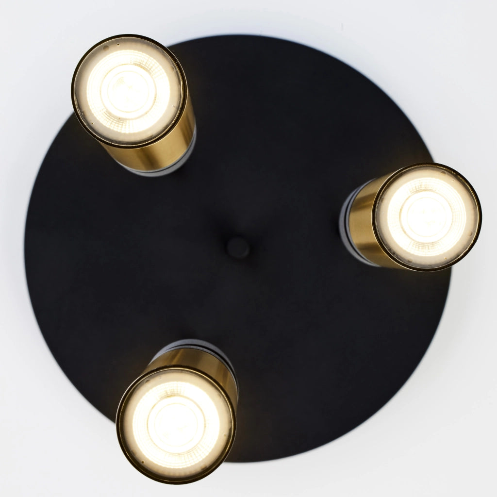 Lampada sospensione moderna tonda 30cm nero oro 3xGU10