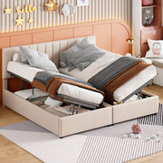 LETTO Imbottito Contenitore Idraulico 180x200 cm Beige