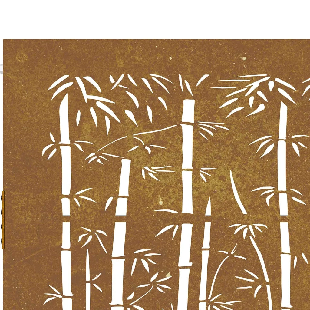 Cancello da giardino 85x75 cm in acciaio Corten e design in bambù 153232