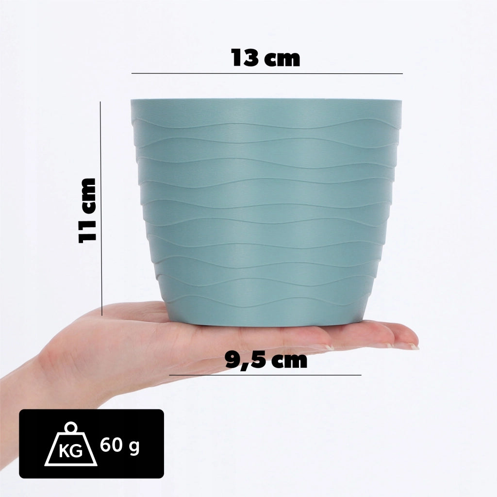 Vaso da fiori KADAX, coprivaso rotondo verde da 13 cm in plastica