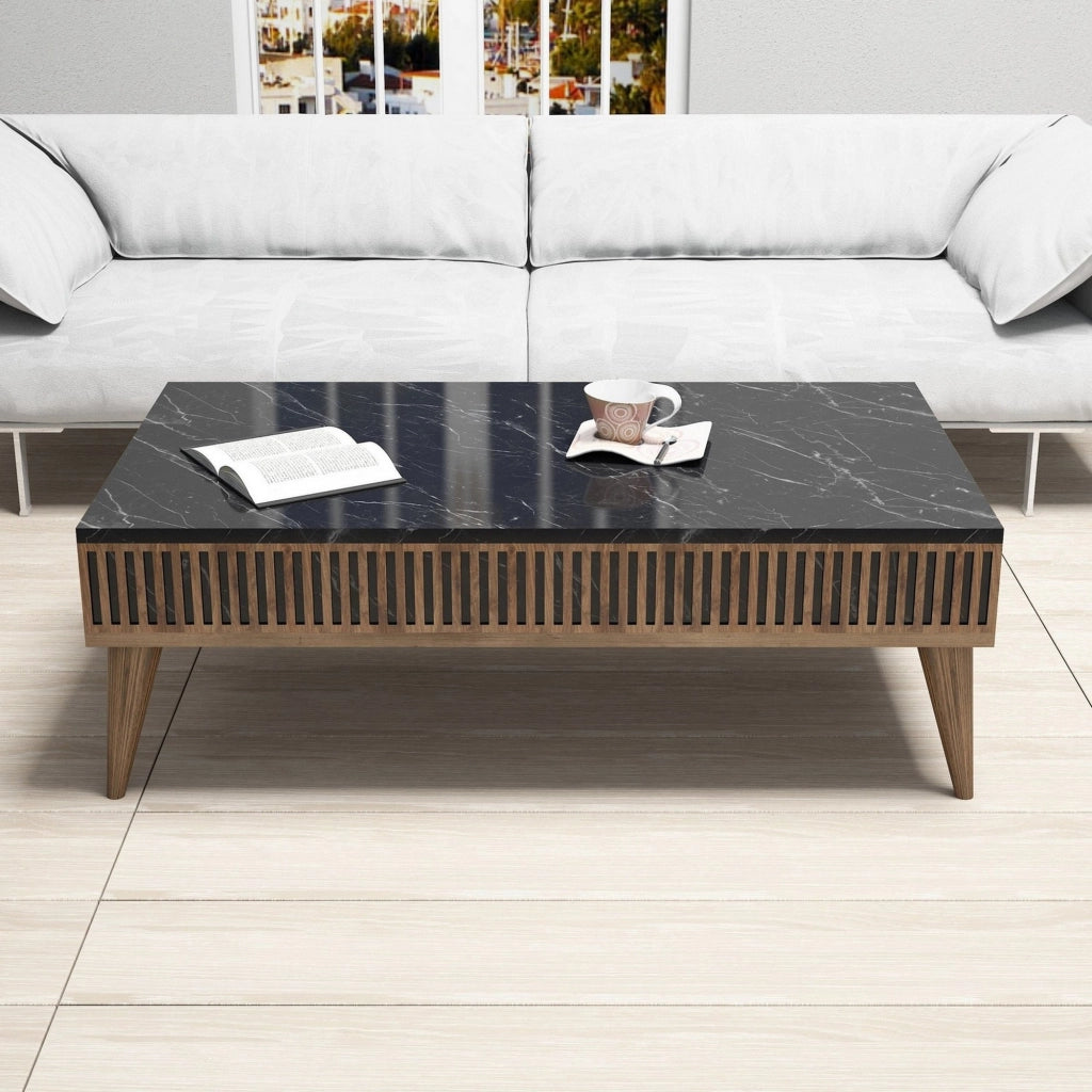 Ollomont, set Mobili da Soggiorno Modulabile, Marrone Noce