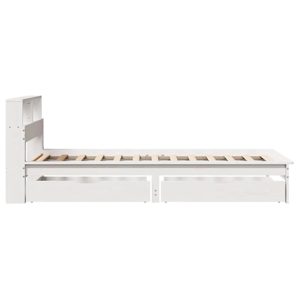 Letto Libreria senza Materasso Bianco 100x200 cm Legno di Pino