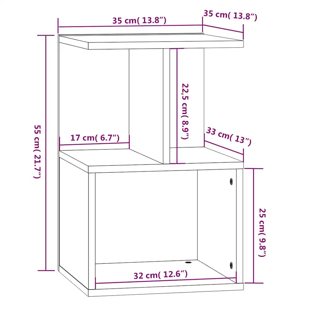 Comodini 2 pz-Set di 2 Tavolino da notte Grigio Sonoma 35x35x55 cm in Legno Multistrato