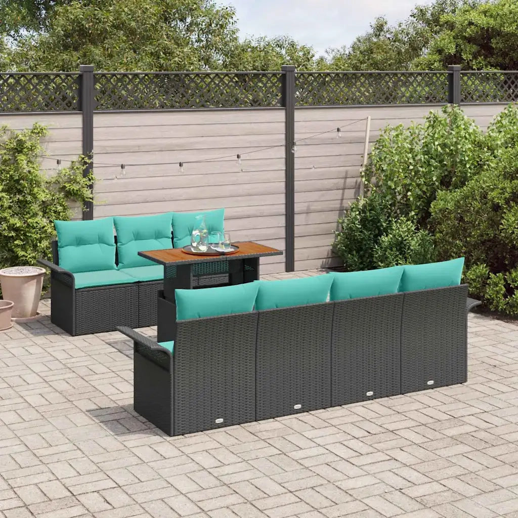 Set Divano da Giardino con archiviazione 8 pcs Nero Poly Rattan 3358034