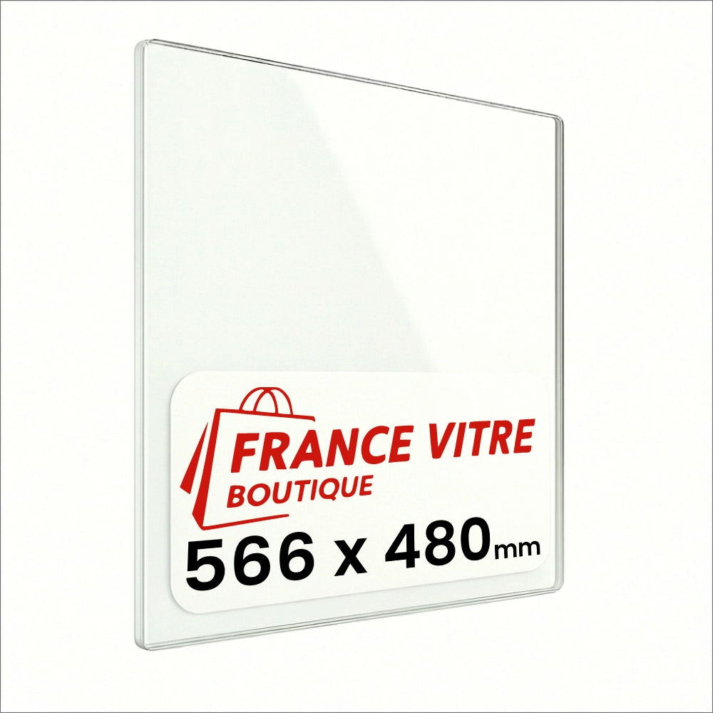 566 x 480 x 4 mm - Vetro per stufa a legna - vetro camino di ricambio - vetro per caminetto resistente al fuoco - France Vitre