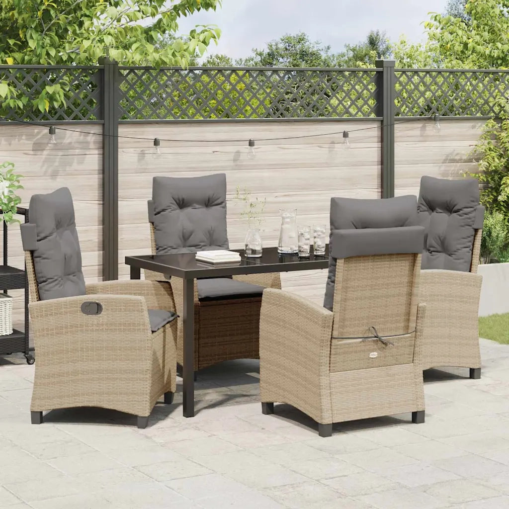 Set da Pranzo per Giardino con cuscino 5 pcs Beige polyrattan 3380402