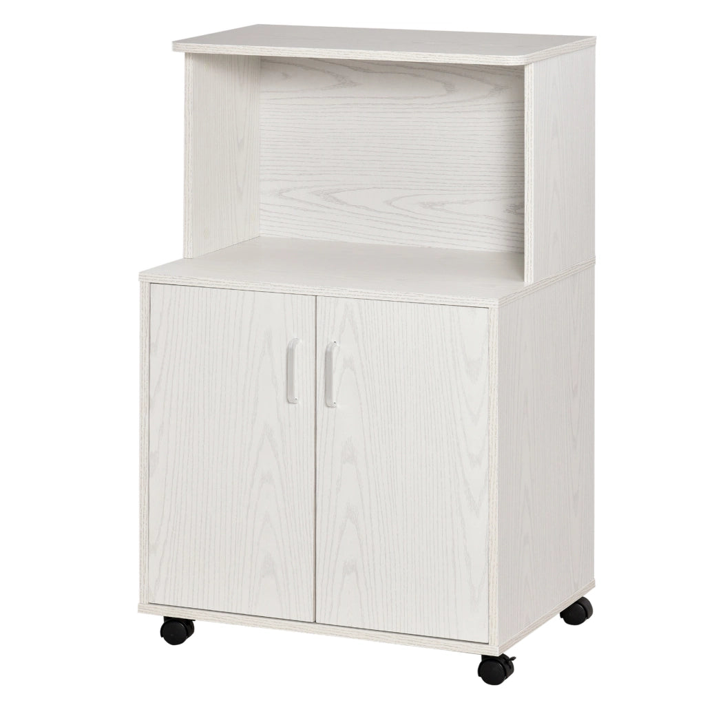 Armadio Multiuso con Ruote, Ripiani e Ante ¨C Minimal ¨C Bianco 60.4x40.3x97cm