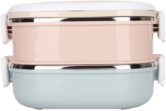 Lunchbox Isolato - Contenitore di Cibo Portatile - Doppia Lastra - Acciaio Inox 304 - Igiene - Tenuta del Calore 2 Ore