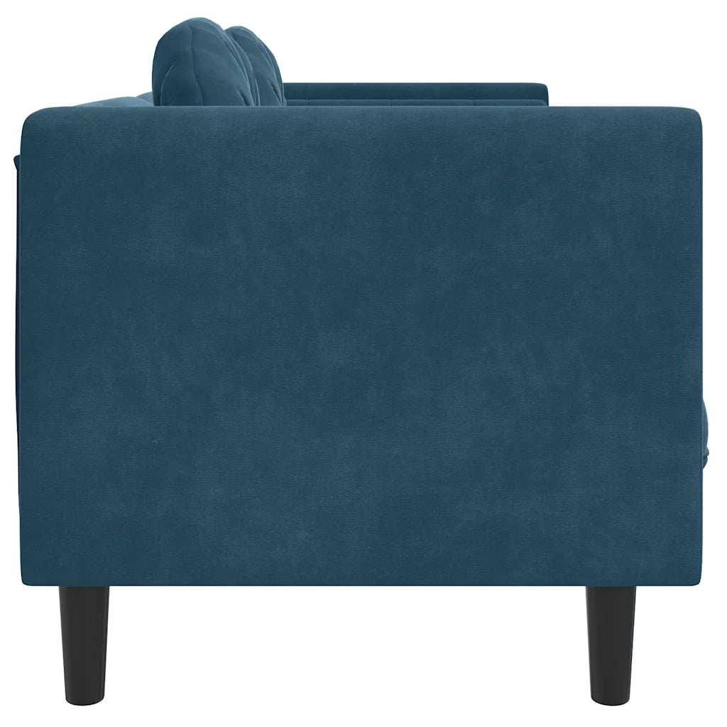Divano a 3 Posti con Cuscini-Sofa 3 Posti con Cuscini Blu in Velluto