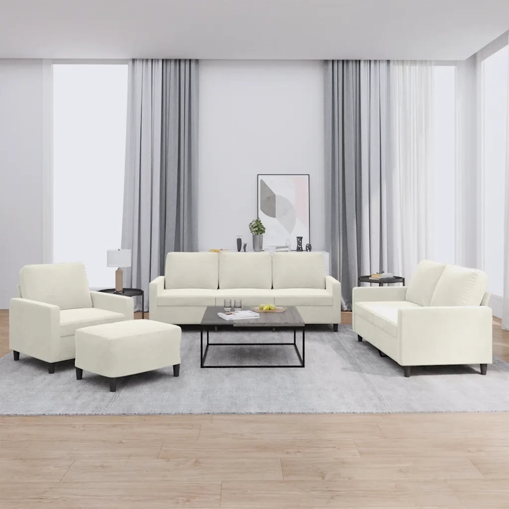 Set di Divani 4 pz con Cuscini Crema in Velluto 3201494