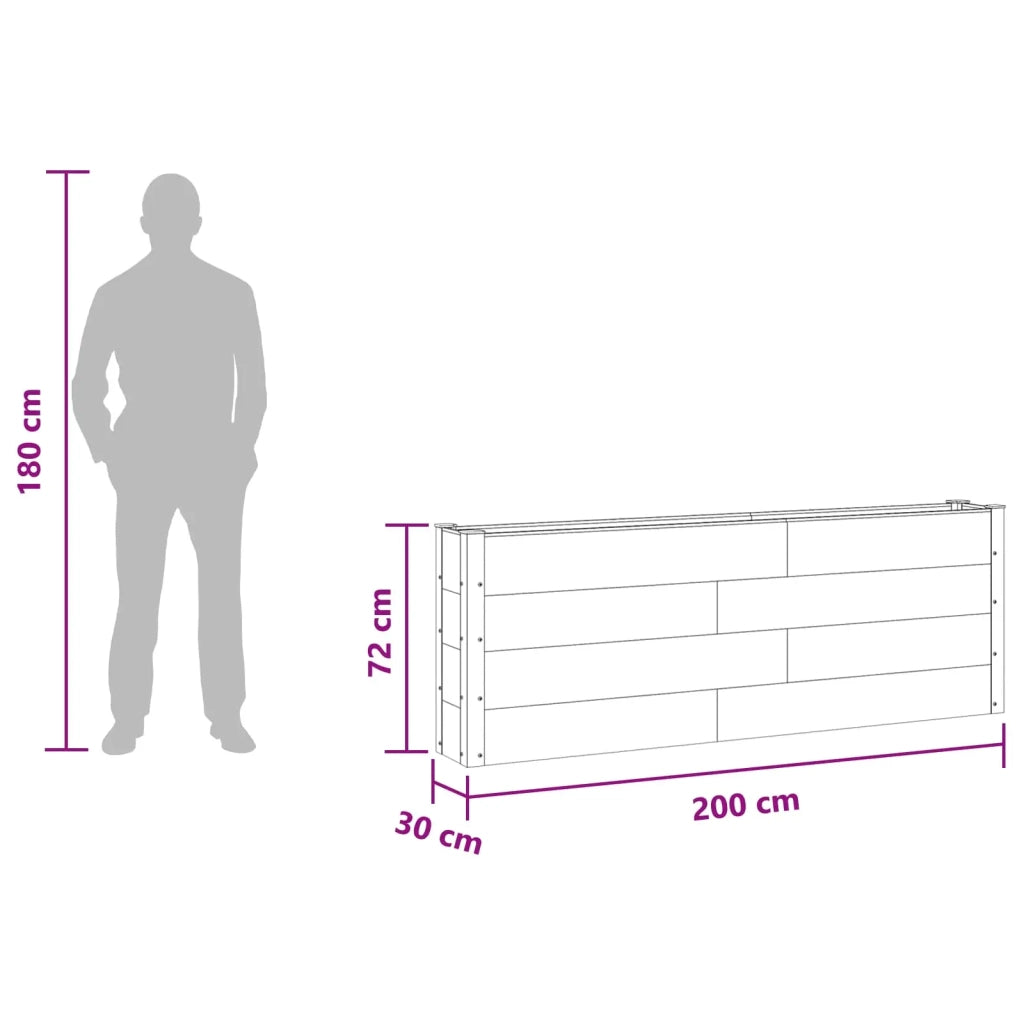Letto rialzato da giardino 2 pz Nero 200 x 30 x 72 cm 3438796