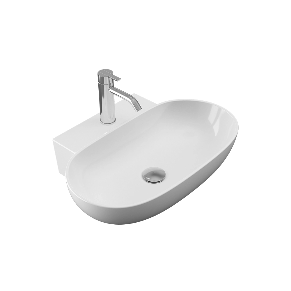 Lavabo da appoggio ovale 56x40x12,5 cm Bianco