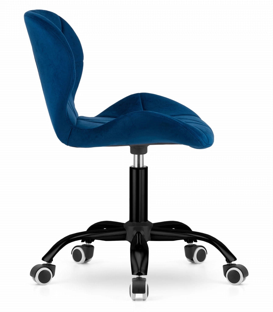 Sedia girevole in velluto Valora NOTO blu navy, design ergonomico
