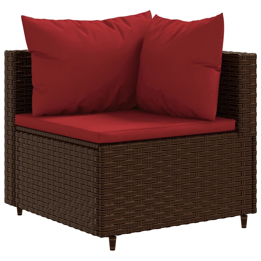 Set Divani da Giardino 10 pz con Cuscini in Polyrattan Marrone 3308277