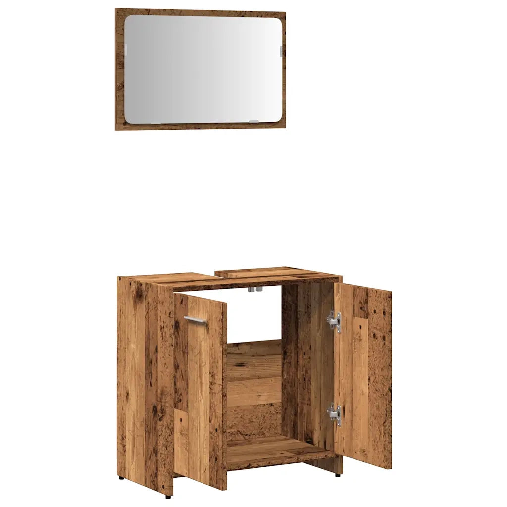 Mobile da Bagno | Armadio da bagno con Specchio in Legno Antico Legno Multistrato