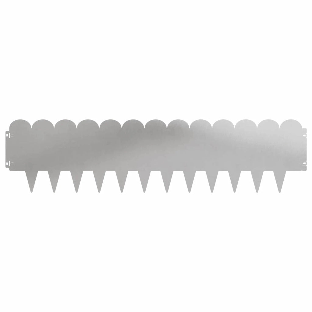 Bordura per Prato 10 pcs 103 x 25 cm Acciaio Argento 8008705