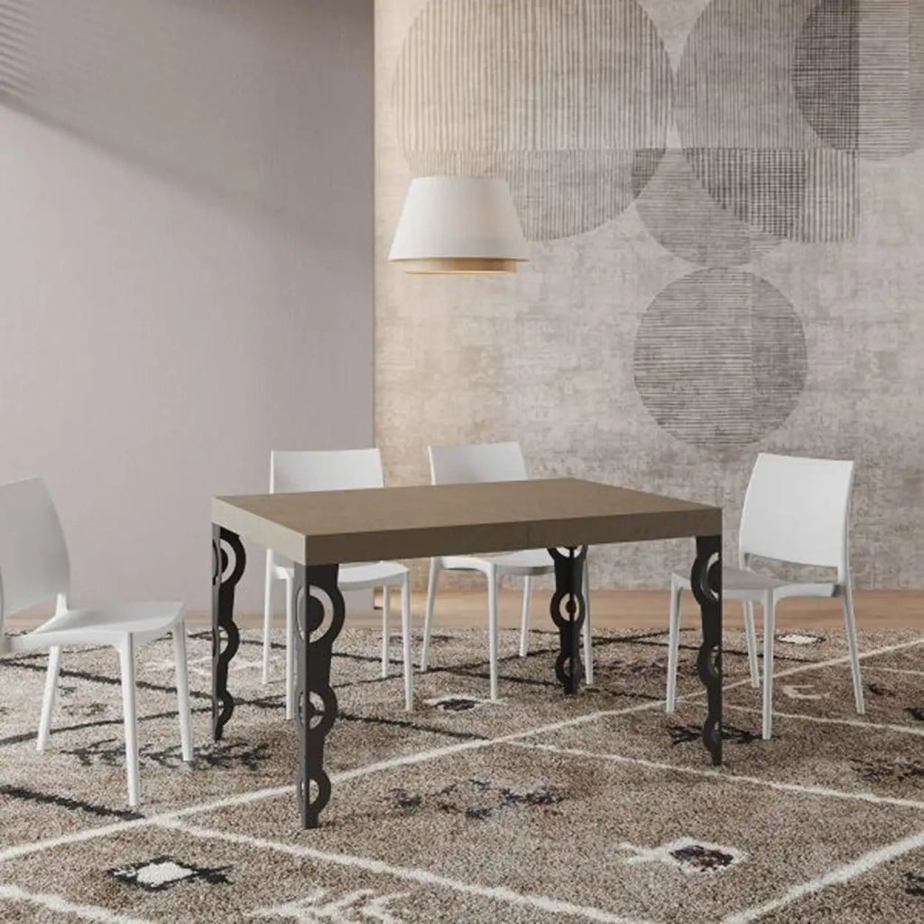 Tavolo allungabile 140/400x90 cm Karamay Premium tortora gambe antracite