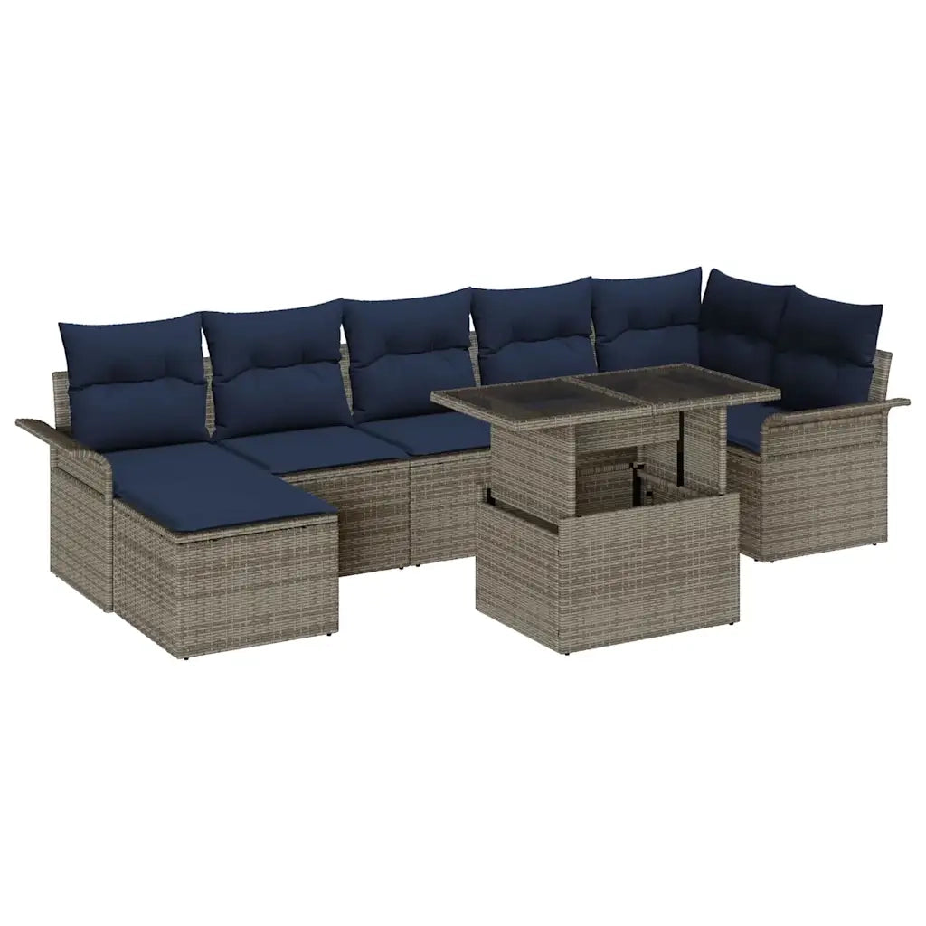 Set Divano da Giardino con cuscino 8 pcs Grigio polyrattan 3348331