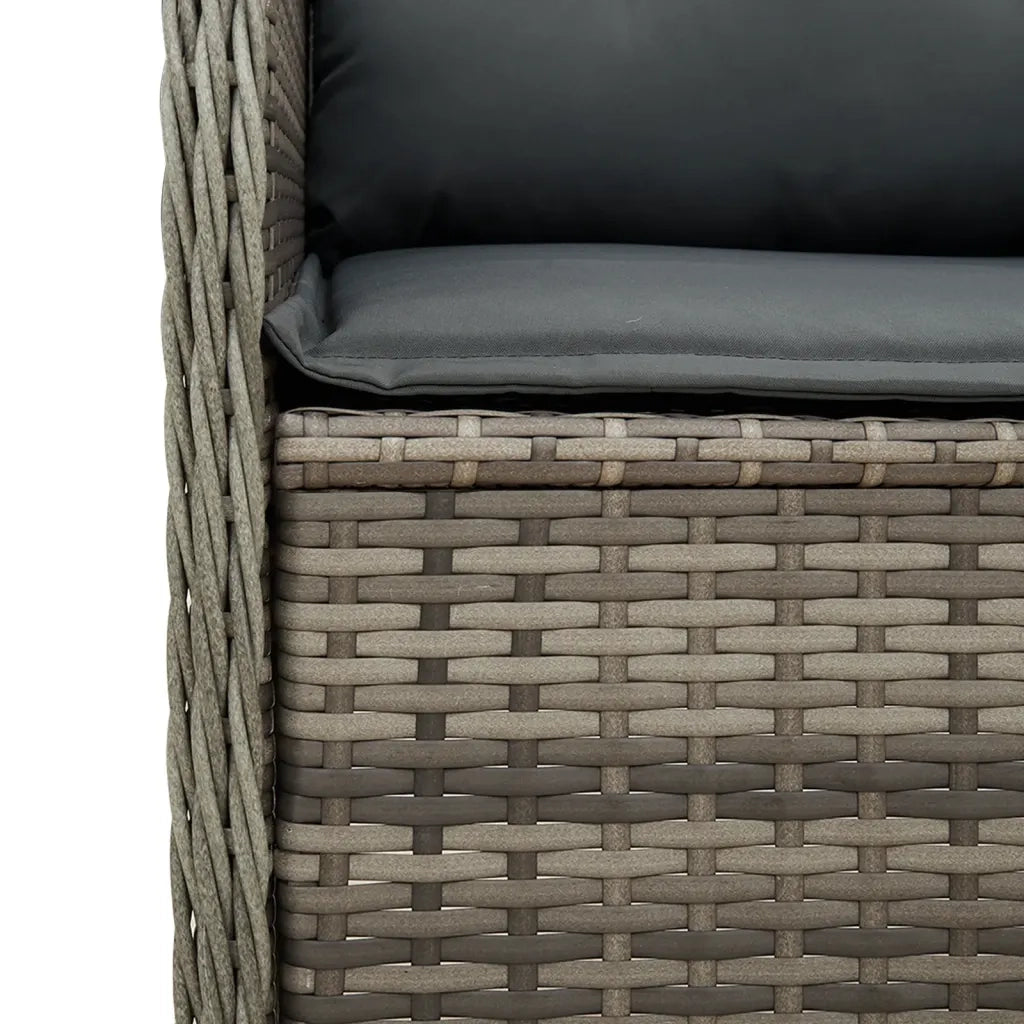Divano Angolare da Giardino con Cuscini Grigio in Polyrattan 368984