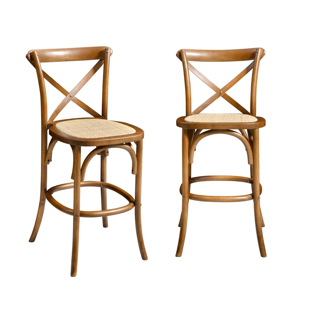 Set di 2 sgabello da bar bistrot vintage legno, noce