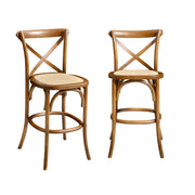 Set di 2 sgabello da bar bistrot vintage legno, noce