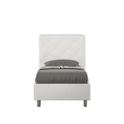 BS COM Letto singolo contenitore imbottito 90x210 similpelle bianco